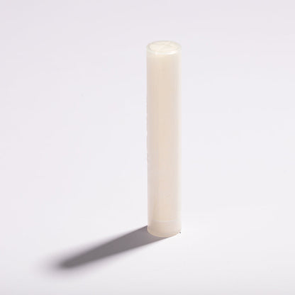 Round white Luscentra microfibre shower-filter cloth.